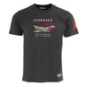 The Boeing Store’s Red Canoe Boeing Tuskegee Airmen T-Shirt is black with a fighter plane and “Tuskegee Airmen, Red Tail Squadron, NAA P-51 Mustang” on the front, plus a yellow 99 on the left sleeve.
