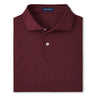 Product image of the polo folded in a square shape.  Polo is in a vermouth color and features 2 placket buttons.