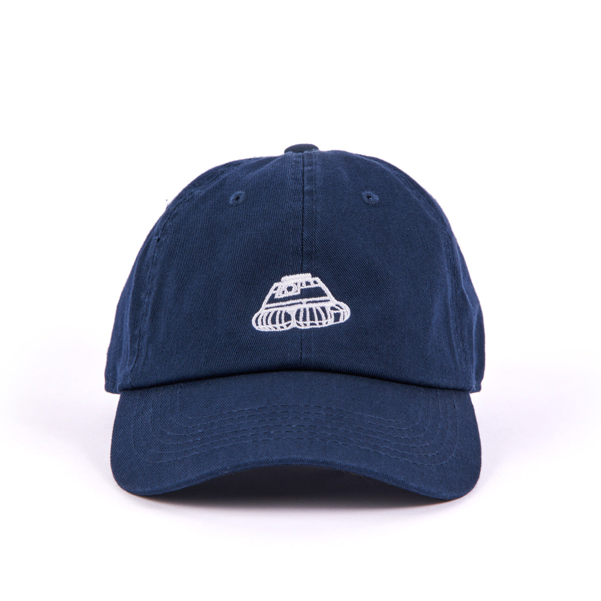 The Boeing CST-100 Starliner Hat by Boeing is navy blue with a white embroidered space capsule graphic inspired by NASAs Commercial Crew Program, shown against a plain white background.