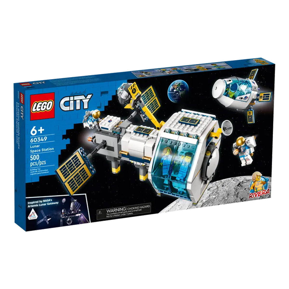 A LEGO® Lunar Space Station set with astronaut mini-figures and accessories, ideal for imaginative play.