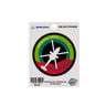 Introducing the Boeing AH-64 Apache Skyward Sticker: a die-cut design with a helicopter silhouette, colorful concentric circles, and mountainous backdrop. Made from waterproof, UV-resistant vinyl, its available for just $2.00.
