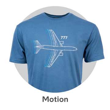 Thumbnail featuring a t-shirt from the Boeing Motion collection on light grey background. Links to Boeing Motion collection page.