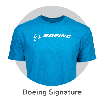 Thumbnail featuring a t-shirt from the Boeing Signature collection on light grey background. Links to Boeing Signature collection page.