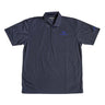 The Boeing Stores Boeing 787 Polo is a dark gray moisture-wicking shirt with a collar and buttons. It features a subtle blue embroidered 787 Dreamliner logo on the left chest, perfect for aviation fans.