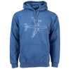Boeing 777 motion graphic on a indigo color hooded sweatshirt.