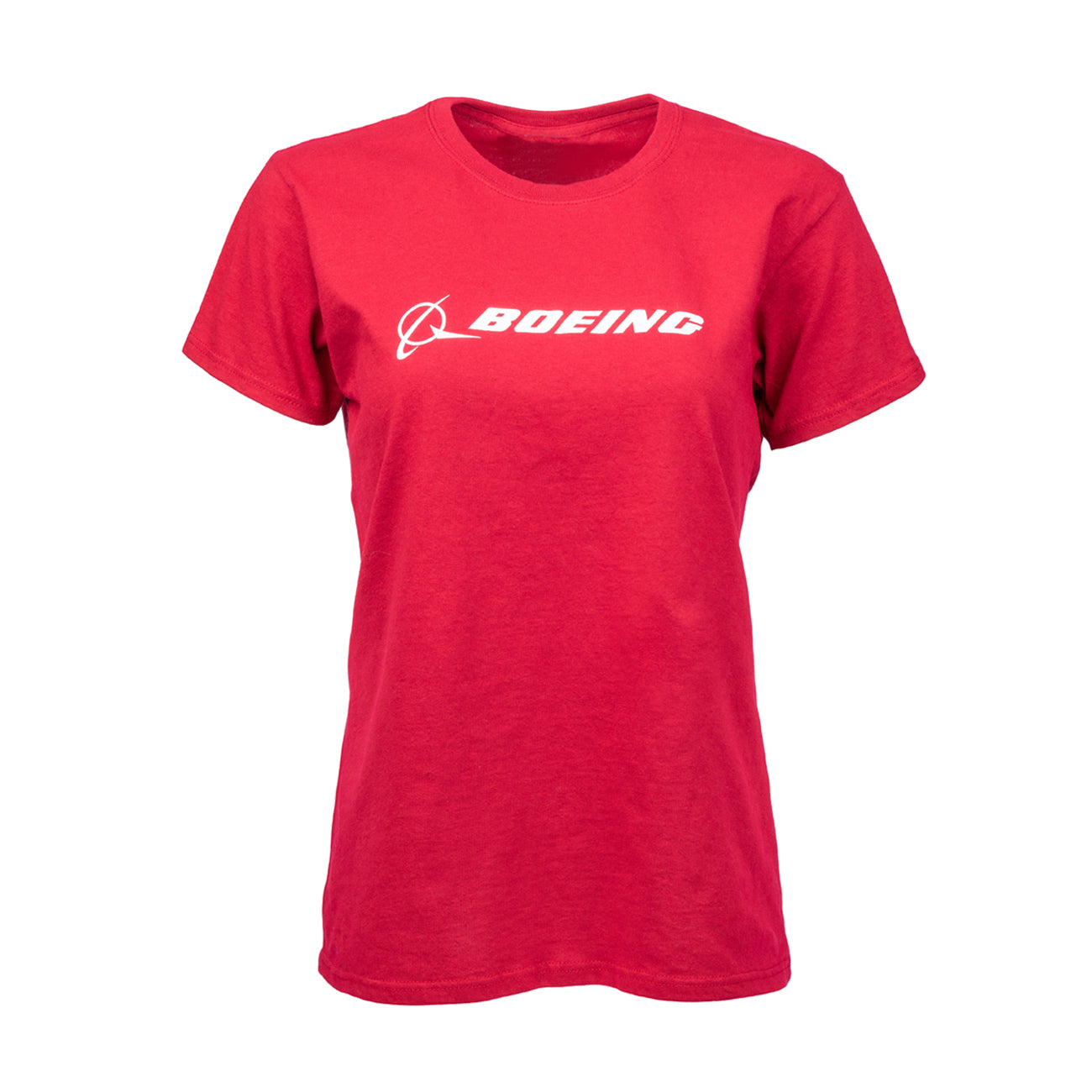 This Boeing Signature Logo Womens T-Shirt from The Boeing Store features a classic fit and sports the iconic Boeing logo in white across the chest.