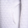 Close up of lower left zippered pocket