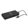 A black Mophie Boeing Powerstation XXL from The Boeing Store features a USB-A cable, LED indicator, sleek rectangular design with rounded edges, and a 20,000mAh capacity for reliable charging.