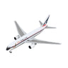The Daron Delta Air Lines Boeing 767-200 model is a die-cast metal, 1:500 scale replica with two engines, landing gear details, and a red, white, and blue design featuring the logo on its tail.