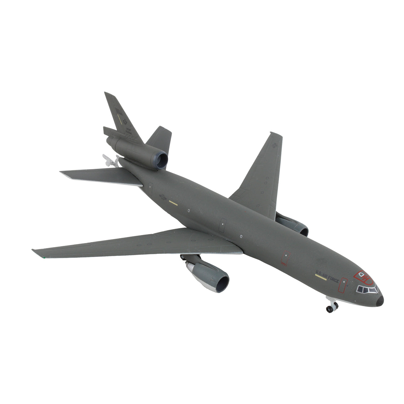 The DARON Boeing KC-10A USAF 1:500 model is a detailed gray military aircraft with three jet engines, including landing gear, shown on a white background.