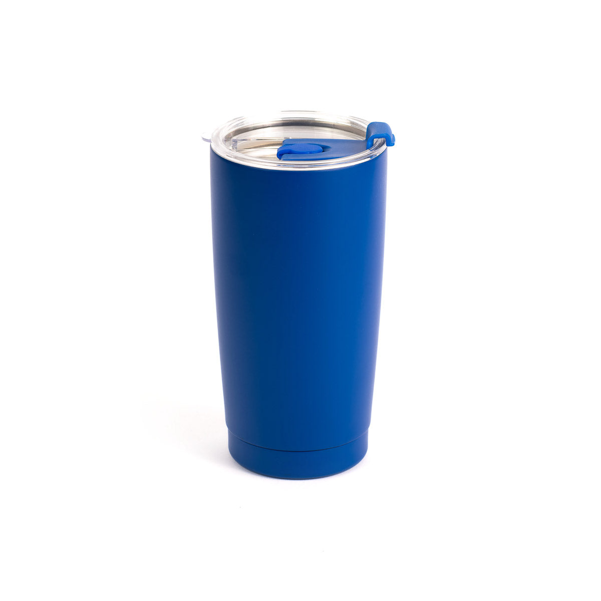 The Boeing Stores blue Boeing Royal Tumbler, made of stainless steel with a leak-proof lid, is displayed on a white background.