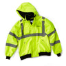 Boeing Safety Jacket in Neon Green color.  Black Boeing logo on left chest.  Hi-Vis reflective  stripes on arm and across the body.