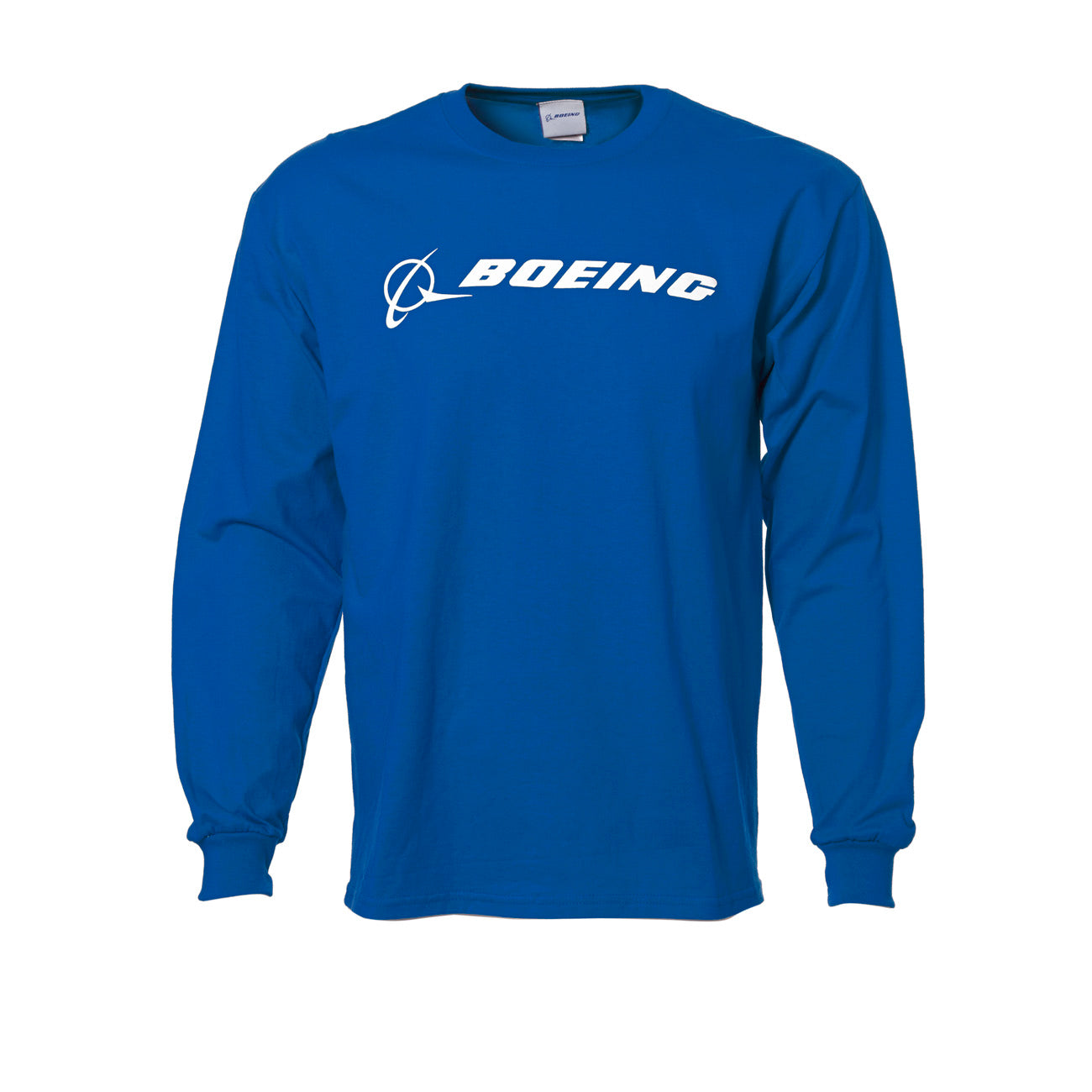 Boeing Logo Signature Long-Sleeve T-Shirt in royal with white Boeing logo across the chest