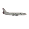 The Boeing Stores Boeing P-8 Illustrated Magnet features a side-view illustration of a gray airplane, showcasing simple outlined details on an enamel-filled design against a plain white background.