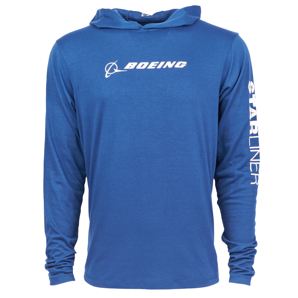 Experience space exploration with the Boeing CST-100 Starliner Unisex UPF Hoodie. It features the iconic Boeing logo on the chest and STARLINER in crisp white font on the right sleeve—a must-have for aerospace enthusiasts.