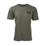 The Boeing B-52 Mens T-Shirt displays the iconic Stratofortress in black on olive green. Made from a soft cotton blend, it features short sleeves and is highlighted beautifully on a plain white background.