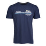 The Boeing 737 Peak Departure Men’s T-Shirt by Boeing features a navy blue cotton jersey design with an airplane, mountain graphic, and the word “BOEING” above “Renton, WA”—making it the ideal choice for anyone seeking a classic men’s vintage t-shirt or a Boeing 737-themed tee.