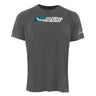 The Boeing C-17 Globemaster Velocity Unisex Tech Stretch T-Shirt by BOEING features an athletic fit, graphic C-17 and teal/gray shapes with “C-17” text on the chest, a Boeing logo on the sleeve, and moisture-wicking fabric for comfort.