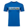 The BOEING F/A-18 Super Hornet Unisex Graphic T-Shirt features a blue design with a horizontal jet graphic and bold F/A-18 text across the chest.