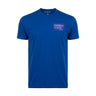 The Boeing Future of Flight Destination Unisex T-Shirt by BOEING is a plain blue tee with a small white Future of Flight graphic and logo on the left chest, shown laid flat on a white background.