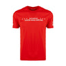 The Boeing Those Who Served Unisex T-Shirt by BOEING features red fabric with bold white text that reads “Remembering Those Who Served,” accented by small white stars above and below the message. An American flag patch adorns the left sleeve, making it a perfect choice for aerospace enthusiasts who value American craftsmanship.
