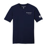 The Boeing Spirit Defense Unisex T-Shirt by Boeing features a navy blue design with the “Spirit, A Boeing Company” logo on the left chest, a Boeing logo at the neck, and an American flag on the right sleeve. Perfect for aviation enthusiasts and supporters of Spirit Defense, this shirt is shown on a plain white background.