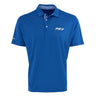 The Boeing 787 Dreamliner Series Men’s Polo by BOEING is a blue short-sleeve shirt with UPF 50, a collar, three white buttons, “787” in white on the left chest, and Boeing printed on the left sleeve.