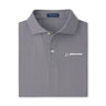 The Peter Millar Boeing Men’s Seville Performance Polo by BOEING features a collar, two buttons, the Boeing logo on the left chest, moisture-wicking comfort, and UPF 50+ sun protection.