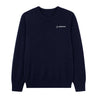 Introducing the Boeing Signature Men’s Cashmere Sweater by BOEING—a navy blue crewneck crafted from premium cashmere, featuring the white Boeing logo on the left chest. Designed with long sleeves and finished with ribbed cuffs and hem, this sweater offers a classic, comfortable fit.