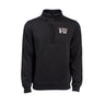 The Boeing B-52 Mens Quarter-Zip by Boeing is a relaxed-fit black sweatshirt with B-52 and Stratofortress printed in white on the left chest. Made from soft cotton/poly fleece, it offers comfort and honors the iconic aircraft.