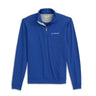 Stay comfortable on the course in the BOEING johnnie-O Men’s Motion Quarter Zip, a royal blue pullover with long sleeves, white zipper, moisture-wicking fabric, and a white Boeing logo on the left chest.