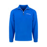 The Boeing Unisex Ultra Soft Quarter-Zip by BOEING features bright blue fleece, long sleeves, ribbed cuffs and hem, a stand-up collar, and a small white Boeing logo on the left chest.