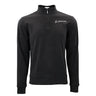 The Boeing Signature Men's Lux Quarter-Zip by BOEING is a premium black pullover featuring long sleeves, a stand-up collar, and the white Boeing logo on the left chest—an essential workwear piece that blends comfort with contemporary style.