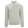 Introducing the Boeing Signature Men's Lux Quarter-Zip by BOEING—a cream-colored men's pullover featuring a quarter-zip design and long sleeves. The iconic blue Boeing logo is displayed on the left chest, while the centered zipper elegantly accents the collar for a polished appearance. Perfect as premium workwear, this piece showcases a clean, refined look that blends comfort with professional style.