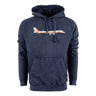 The BOEING 747 Incredibles Unisex Hoodie is a navy blue premium cotton hoodie featuring a front pocket, adjustable drawstrings, and a bold red and white Boeing 747 airplane illustration printed across the chest.