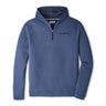 The Peter Millar Boeing Men’s Pine Quarter-Zip Performance Hoodie by BOEING is a blue, long-sleeve hoodie with a pullover design and the Boeing logo on the left chest. Crafted from smooth, moisture-wicking fabric, this hoodie is showcased against a white background.