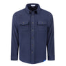 Navy blue long-sleeved Boeing Unisex Journey Overshirt with a collar, two chest pockets, and a Boeing logo.