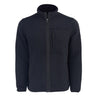 The Boeing Men's Ottoman Quilted Knit Jacket features a black full-zip design, high collar, zippered chest and side pockets, and a stylish horizontal ribbed texture. Displayed on a plain white background.