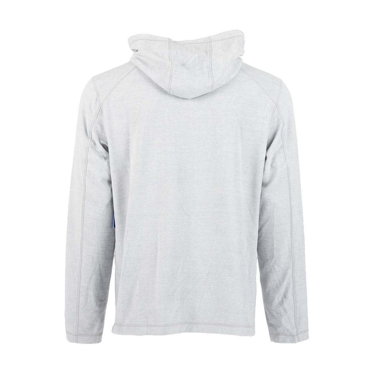 Back view of a light gray Boeing Unisex Cashmere Fleece Full-Zip Hoodie.