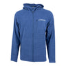 Blue heathered Boeing Unisex Cashmere Fleece Full-Zip Hoodie with a chest pocket and a reflective Boeing logo on the left side.