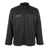 Black and charcoal grey Boeing Unisex Full-Zip Mountain Fleece featuring a chest pocket and a brand logo on the upper left chest.