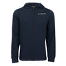 A navy blue Boeing Signature Men's Reflective Jacket by BOEING, featuring a zip-up front, hood, long sleeves, and a small white Boeing logo on the left chest. This professional-grade jacket has a plain design with no additional patterns or graphics.