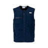 The BOEING Signature Logo Men’s Full-Zip Utility Vest is crafted from navy blue water-resistant nylon with quick-dry technology, and showcases a front zipper, multiple utility pockets, and a small Boeing label on the upper left chest, displayed against a white background.