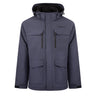 Boeing Men’s Workman Jacket in dark grey, featuring a hood, four front pockets, and a front zipper closure.