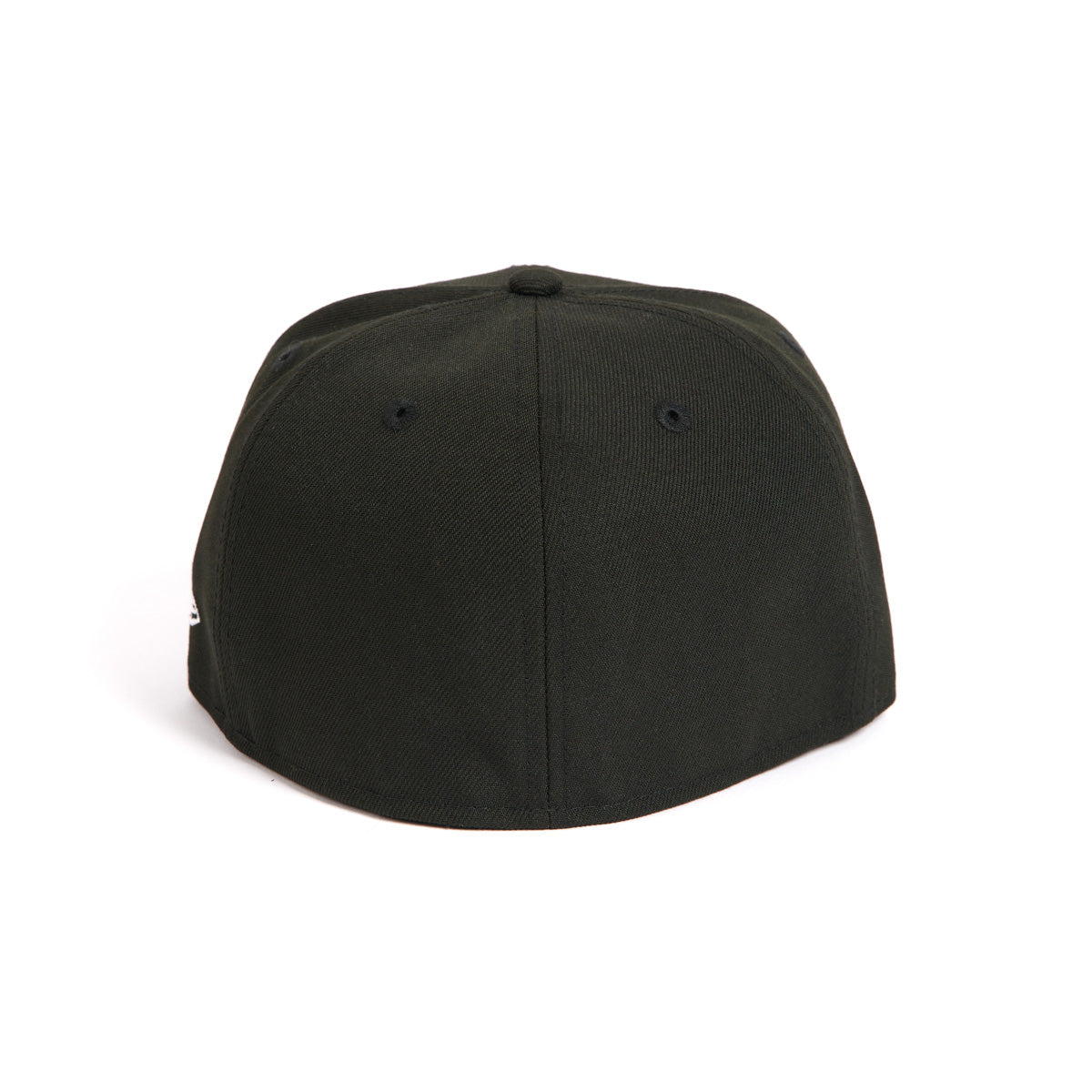 A rear view of the black New Era 59FIFTY Boeing Signature Logo Hat, offering a sleek look with no visible logos. Its fitted design adds subtle style. A clean white background enhances its understated appeal. Available at The Boeing Store.