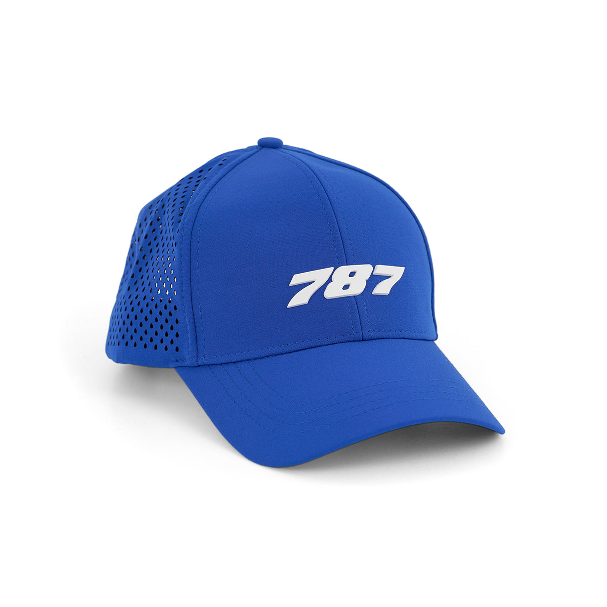 The BOEING 787 Dreamliner Series Hat is a blue cap featuring side mesh panels and a white 3D 787 aircraft logo on the front.