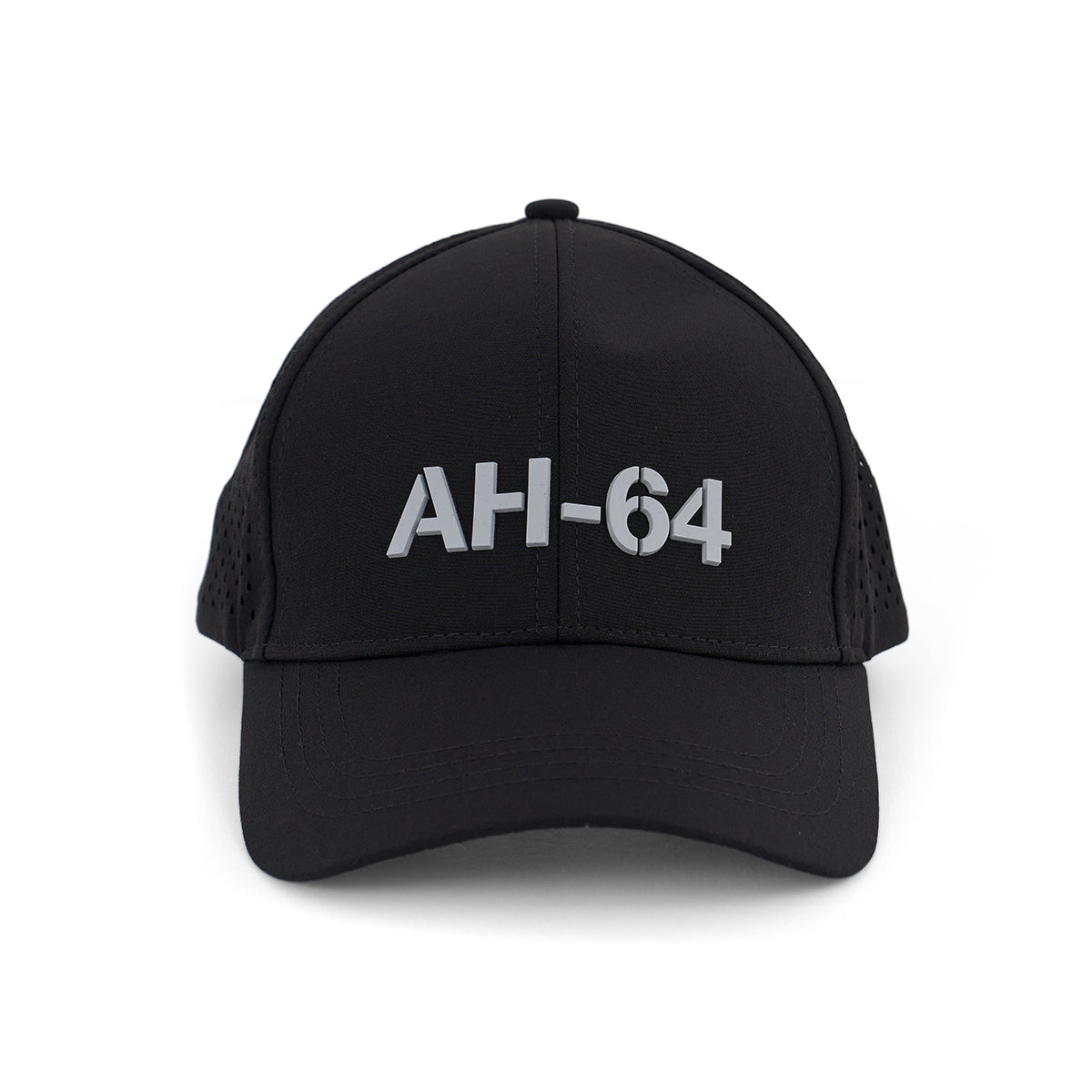 The BOEING AH-64 Apache Series Hat is a black cap with “AH-64” in bold white letters on the front, inspired by the legendary aircraft. It features an adjustable Velcro closure and is shown against a plain white background.