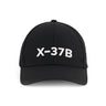 The BOEING X-37B Hat is a black baseball cap featuring “X-37B” in bold white letters on the front.