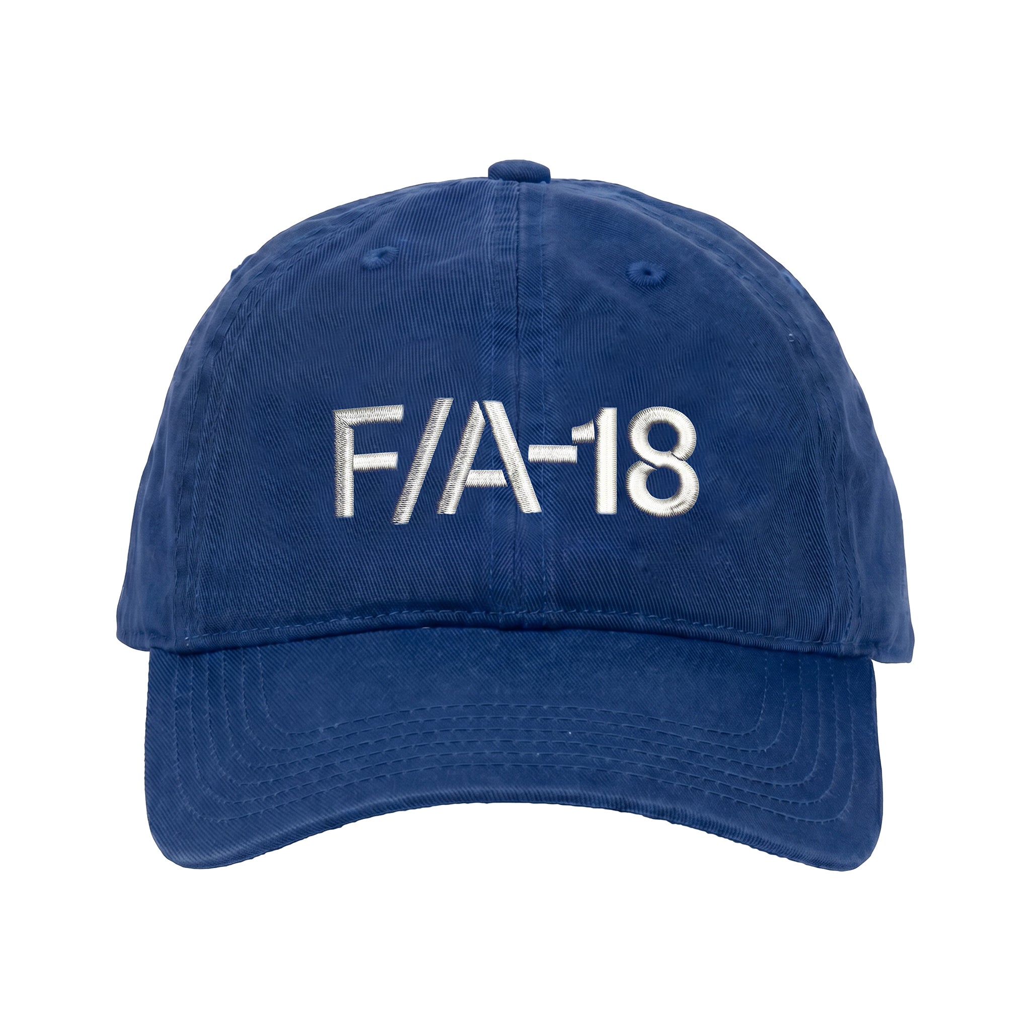 The BOEING F/A-18 Super Hornet Graphic Hat is a blue cap featuring “F/A-18” embroidered in white—ideal for aviation enthusiasts and fans of the iconic aircraft.