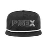 The Boeing F-15EX Eagle II Graphic Hat by BOEING features a black design with white piping on the brim and bold F-15EX embroidery—ideal for aviation fans and Boeing supporters.